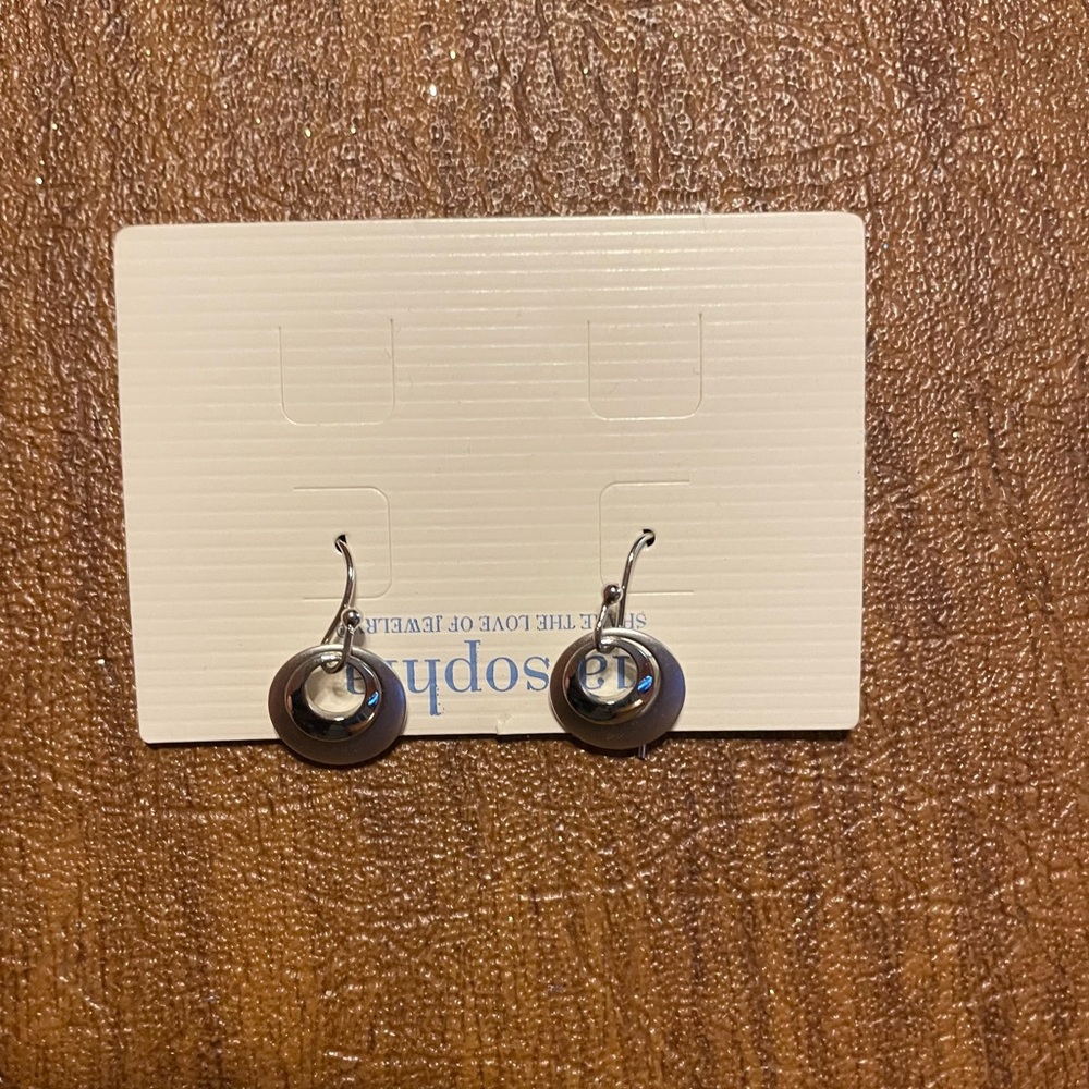 Lia Sophia Silver and Blue Dangle Earrings
